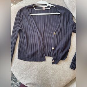 H&M Blue Ribbed Button-Up Cardigan